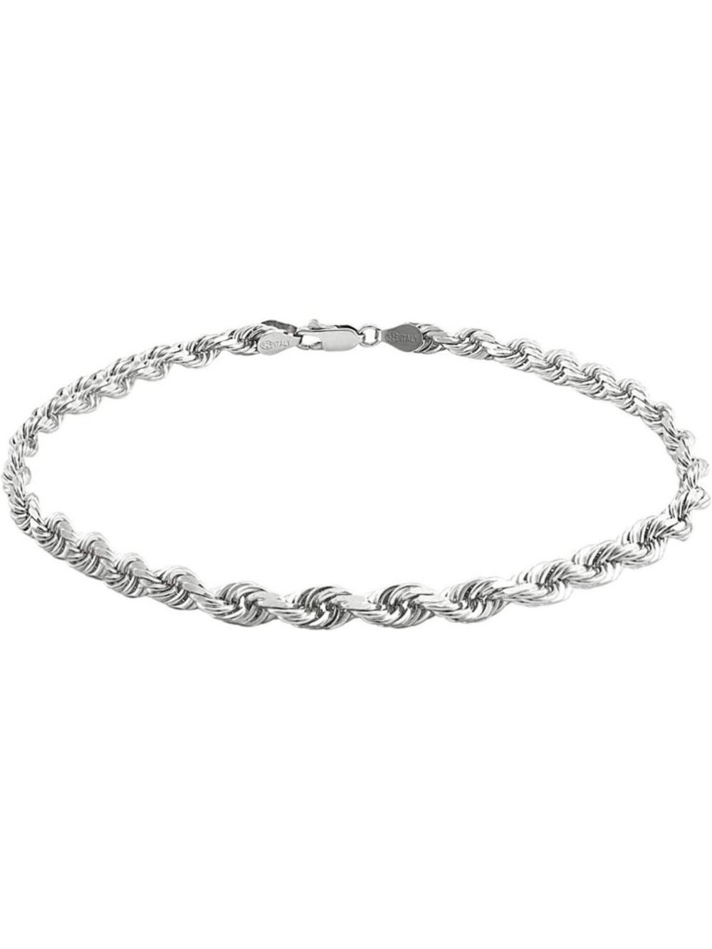 925 Sterling Silver Rope Chain Bracelet for Men & Women - Italian Made, Gift